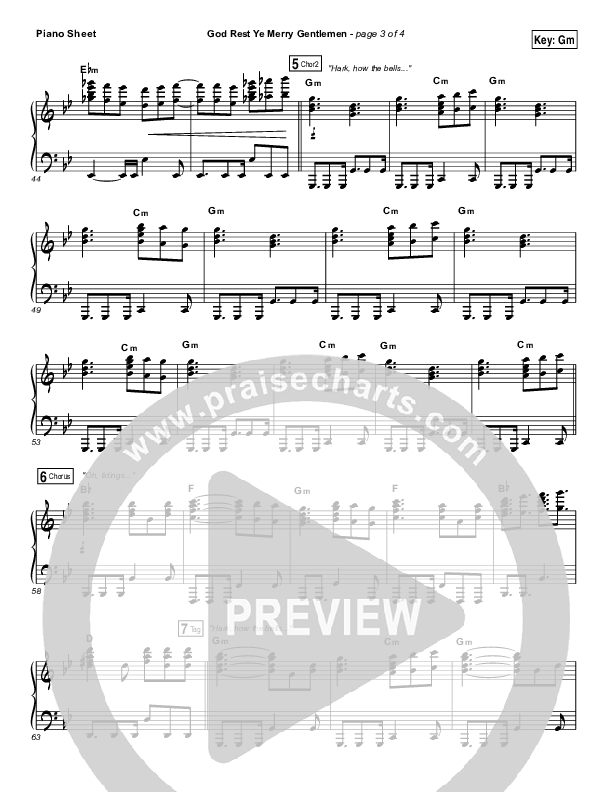 God Rest Ye Merry Gentlemen Piano Sheet (MercyMe)