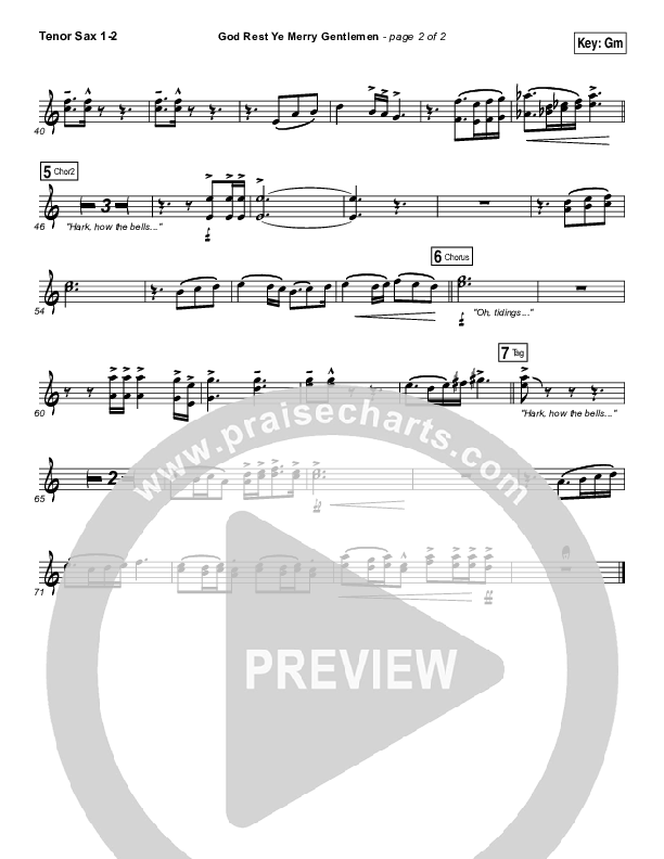 God Rest Ye Merry Gentlemen Tenor Sax 1/2 (MercyMe)