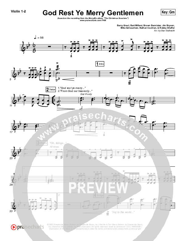 God Rest Ye Merry Gentlemen Violin 1/2 (MercyMe)