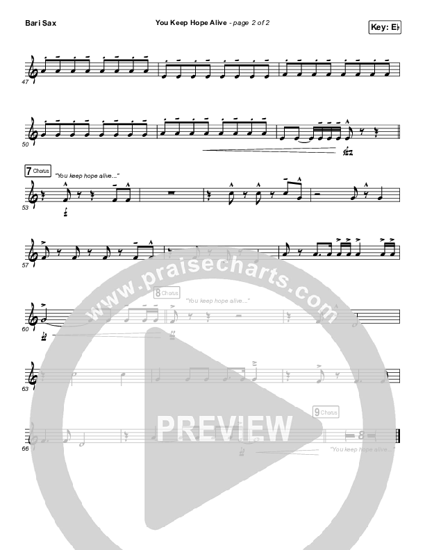 You Keep Hope Alive Bari Sax (Mandisa / Jon Reddick)