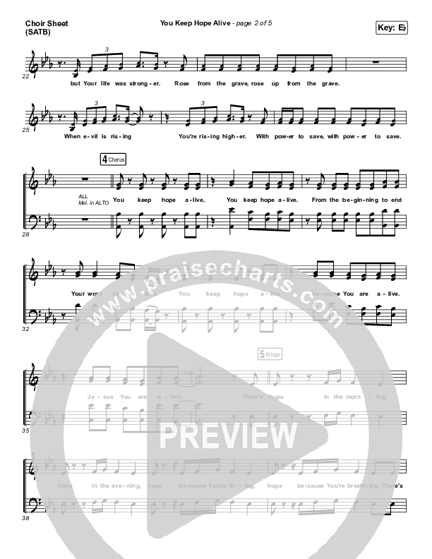 You Keep Hope Alive Choir Sheet (SATB) (Mandisa / Jon Reddick)