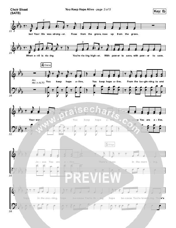 You Keep Hope Alive Choir Vocals (SATB) (Mandisa / Jon Reddick)