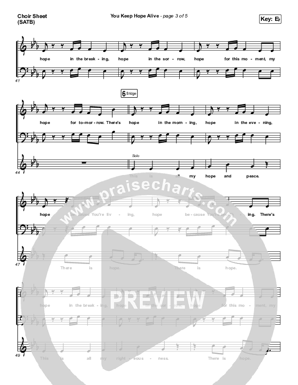 You Keep Hope Alive Choir Sheet (SATB) (Mandisa / Jon Reddick)