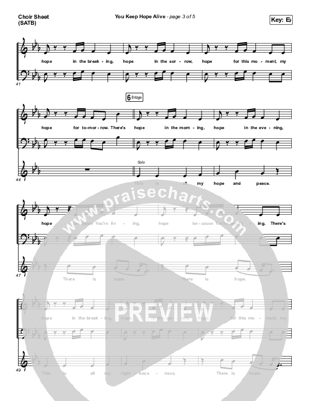 You Keep Hope Alive Choir Vocals (SATB) (Mandisa / Jon Reddick)