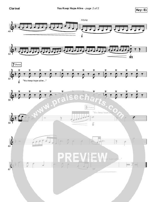 You Keep Hope Alive Clarinet (Mandisa / Jon Reddick)