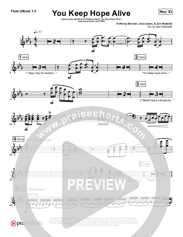 You Keep Hope Alive Flute/Oboe 1/2/3 (Mandisa / Jon Reddick)