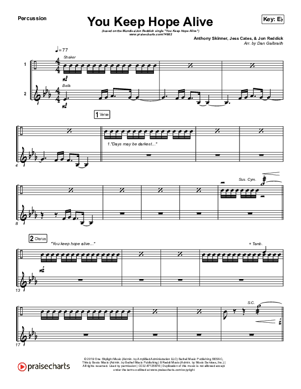 You Keep Hope Alive Percussion (Mandisa / Jon Reddick)