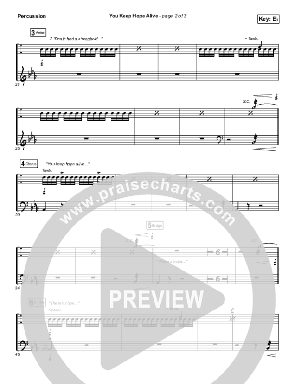 You Keep Hope Alive Percussion (Mandisa / Jon Reddick)