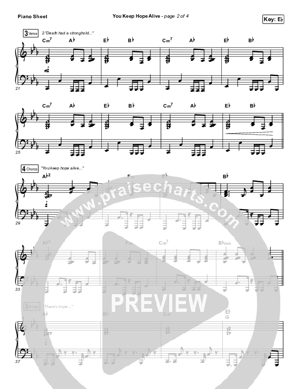You Keep Hope Alive Piano Sheet (Mandisa / Jon Reddick)