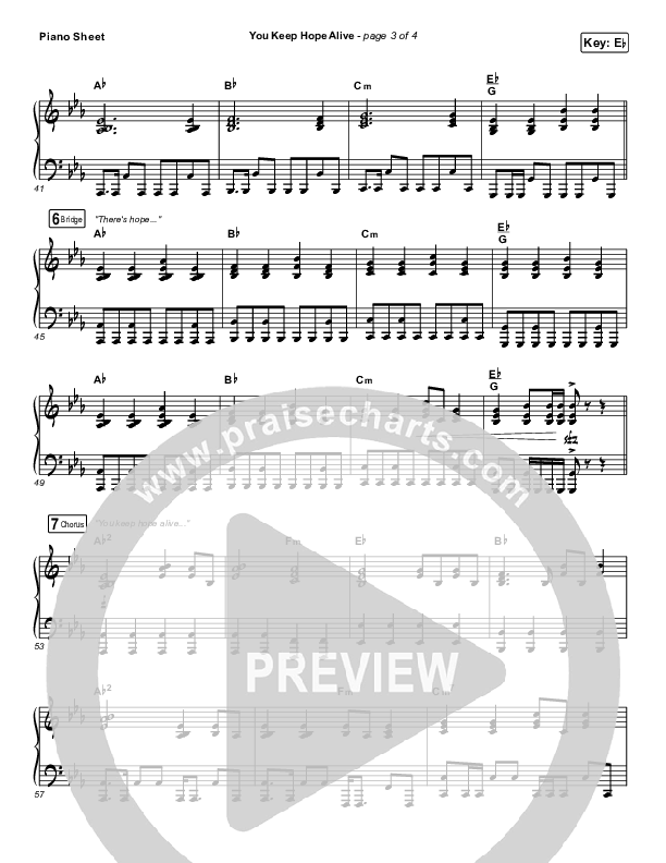 You Keep Hope Alive Piano Sheet (Mandisa / Jon Reddick)