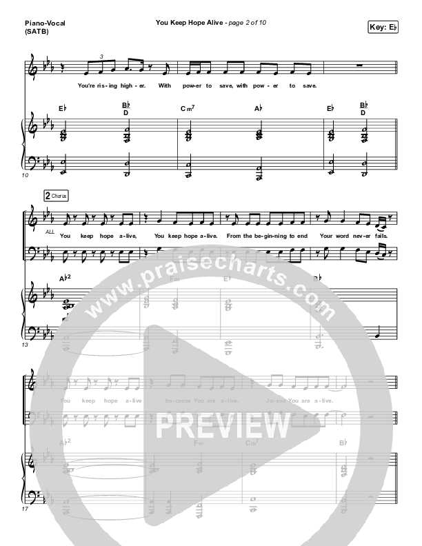 You Keep Hope Alive Piano/Vocal (SATB) (Mandisa / Jon Reddick)