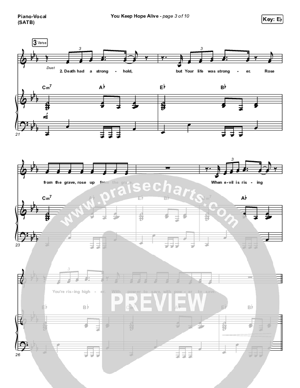 You Keep Hope Alive Piano/Vocal (SATB) (Mandisa / Jon Reddick)