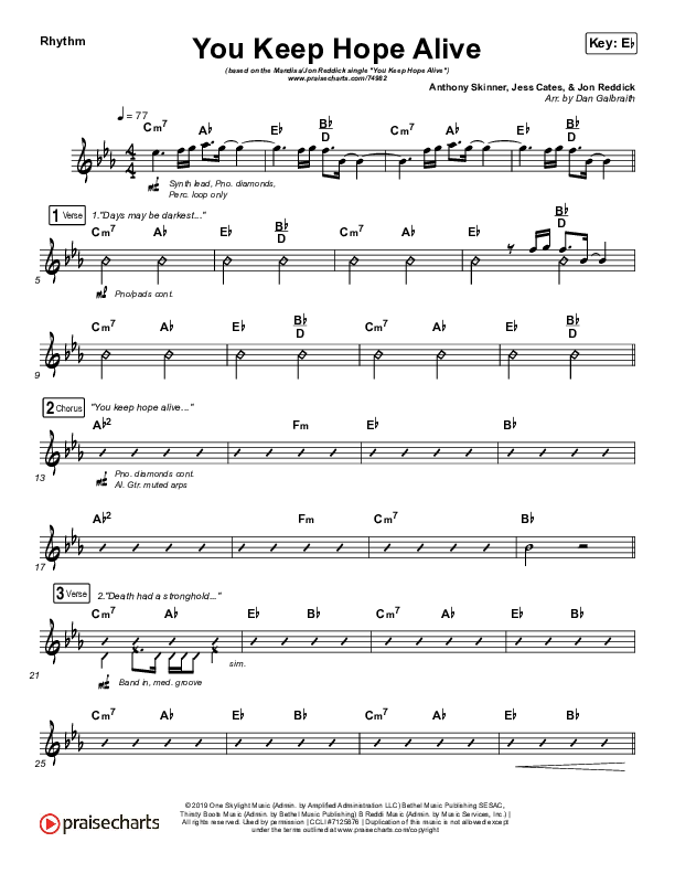 You Keep Hope Alive Rhythm Chart (Mandisa / Jon Reddick)