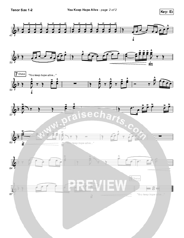 You Keep Hope Alive Tenor Sax 1/2 (Mandisa / Jon Reddick)