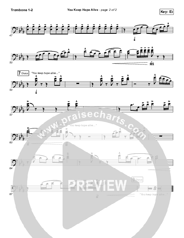 You Keep Hope Alive Trombone 1/2 (Mandisa / Jon Reddick)