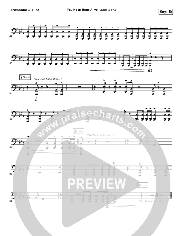 You Keep Hope Alive Trombone 3/Tuba (Mandisa / Jon Reddick)