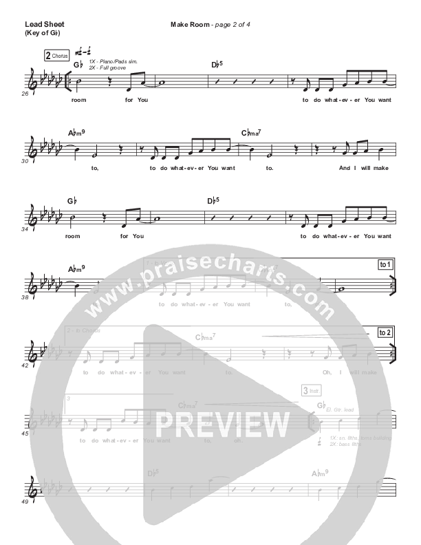 Make Room Lead Sheet (Melody) (The Church Will Sing / Elyssa Smith / Community Music)