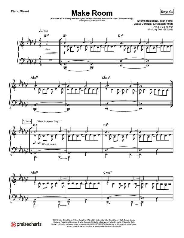 Make Room Piano Sheet (The Church Will Sing / Elyssa Smith / Community Music)