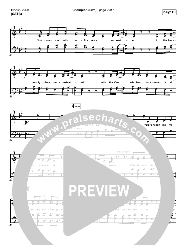 Champion (Live) Sheet Music PDF (Bethel Music / Dante Bowe) PraiseCharts
