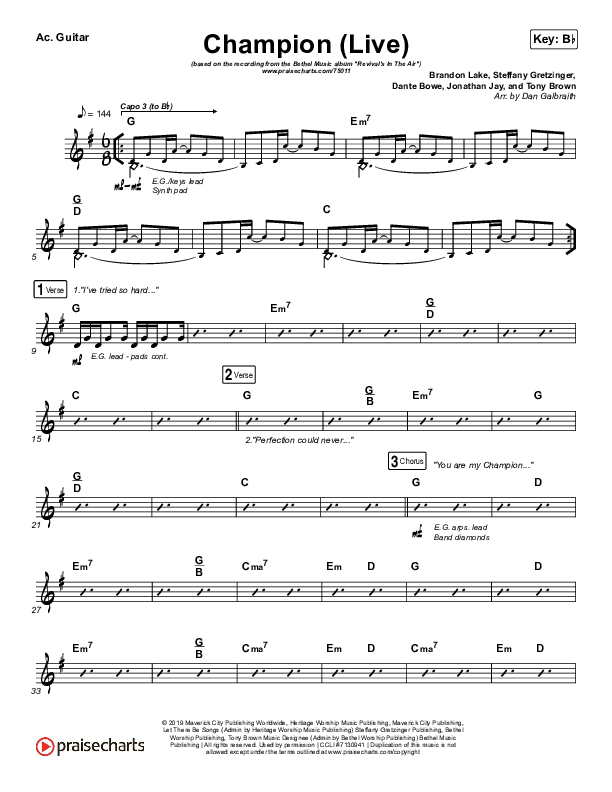 Champion (Live) Acoustic Guitar (Bethel Music / Dante Bowe)