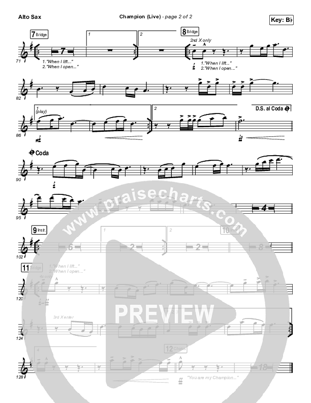 Champion (Live) Alto Sax (Bethel Music / Dante Bowe)