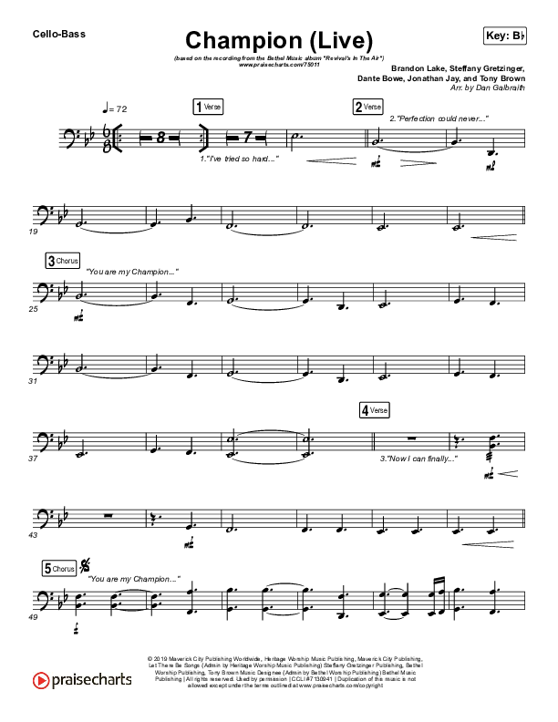 Champion (Live) Cello/Bass (Bethel Music / Dante Bowe)