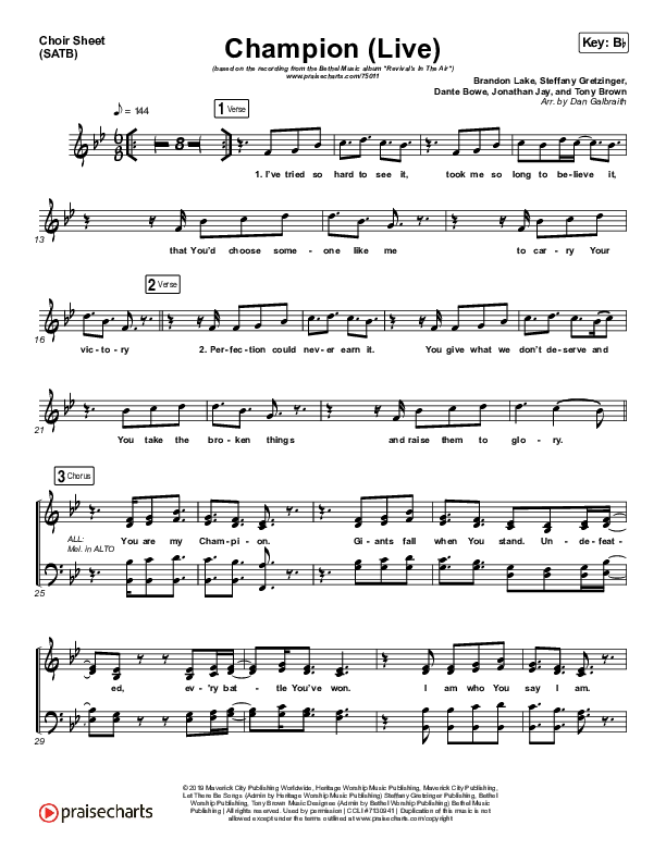 Champion (Live) Choir Vocals (SATB) (Bethel Music / Dante Bowe)