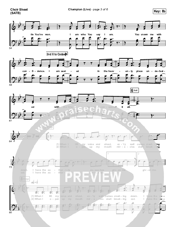 Champion (Live) Choir Sheet (SATB) (Bethel Music / Dante Bowe)
