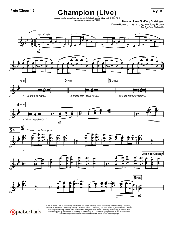 Champion (Live) Flute/Oboe 1/2/3 (Bethel Music / Dante Bowe)