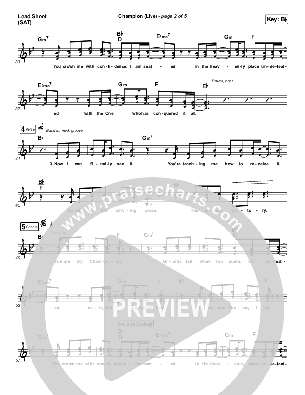 Champion (Live) Lead Sheet (SAT) (Bethel Music / Dante Bowe)