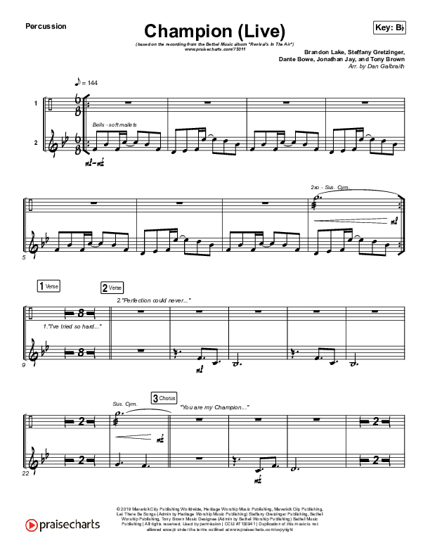 Champion (Live) Percussion (Bethel Music / Dante Bowe)