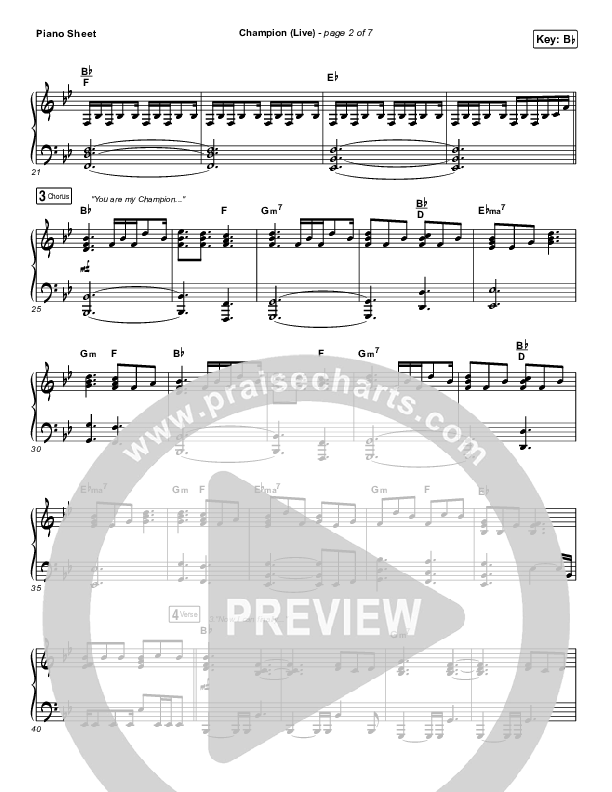 Champion (Live) Piano Sheet (Bethel Music / Dante Bowe)