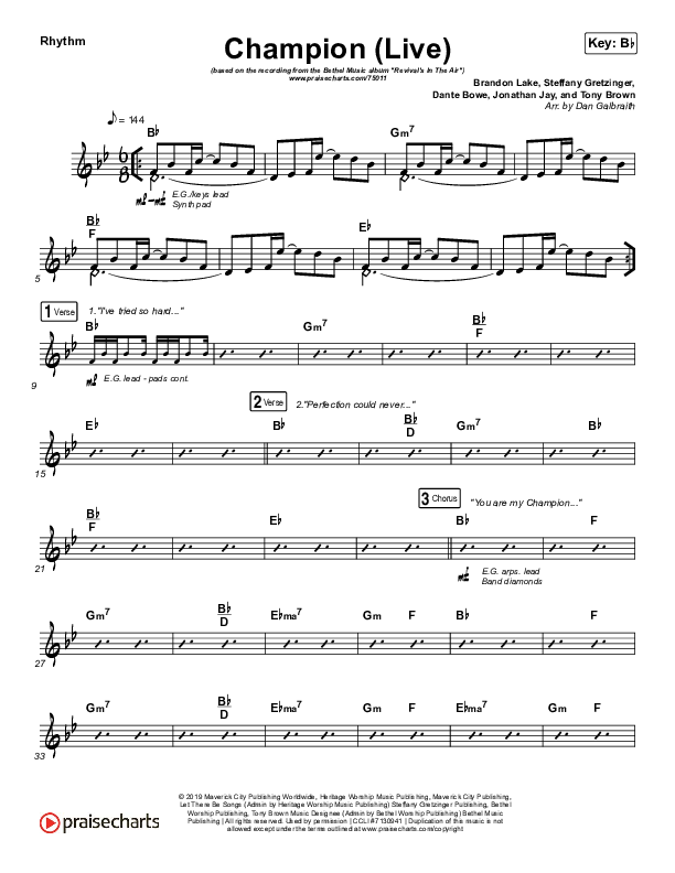Champion (Live) Rhythm Chart (Bethel Music / Dante Bowe)