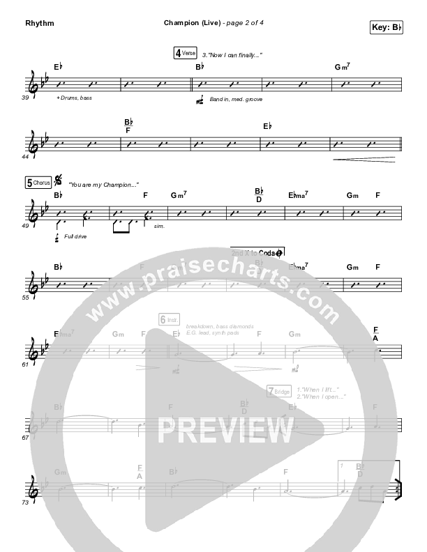 Champion (Live) Rhythm Chart (Bethel Music / Dante Bowe)