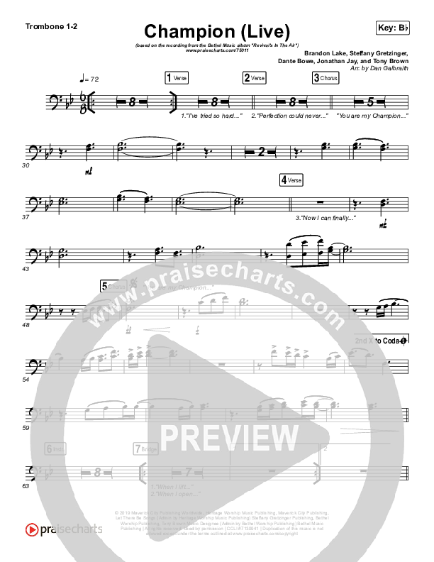 Champion (Live) Trombone 1/2 (Bethel Music / Dante Bowe)