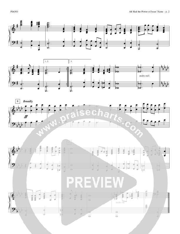 All Hail The Power Of Jesus' Name Piano Sheet (Todd Billingsley)