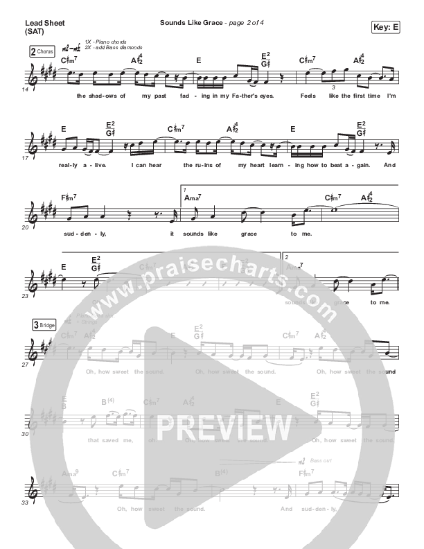 Sounds Like Grace Lead Sheet (SAT) (River Valley Worship)