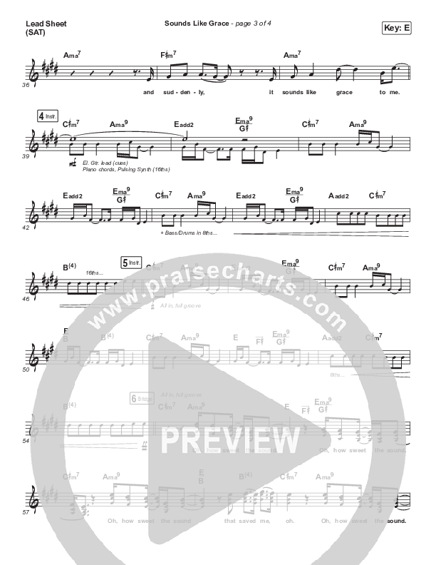Sounds Like Grace Lead Sheet (SAT) (River Valley Worship)