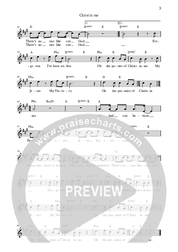 Christ In Me (Live) Lead Sheet (Bright City)