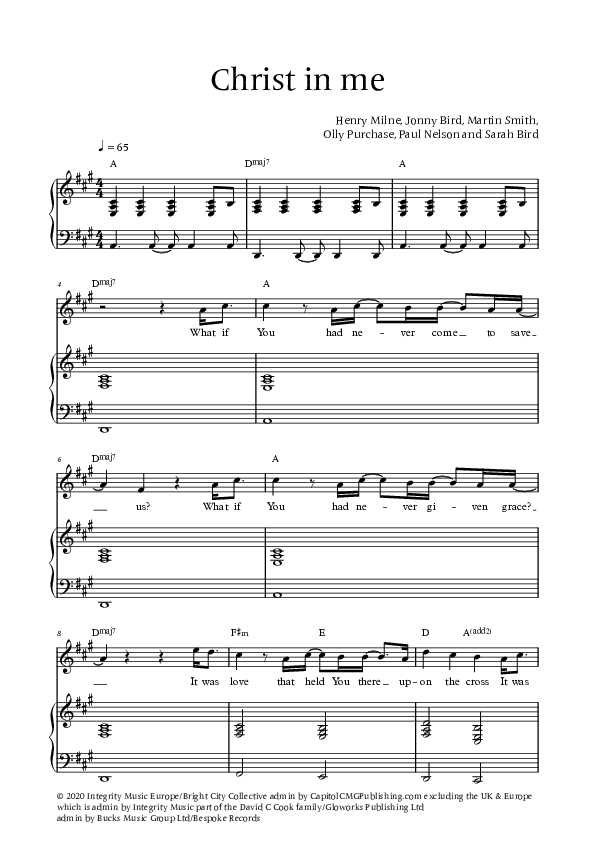 Christ In Me (Live) Lead & Piano (Bright City)