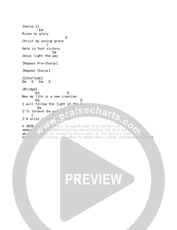 Not Going Back (Live) Chords & Lyrics (Bright City)