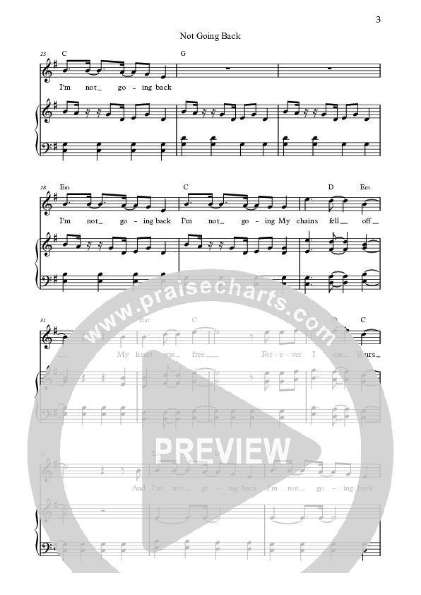 Not Going Back (Live) Piano/Vocal (Bright City)