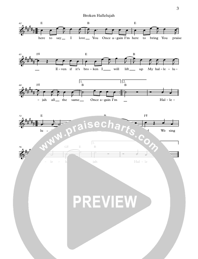 Broken Hallelujah (Live) Sheet Music PDF (Bright City) PraiseCharts