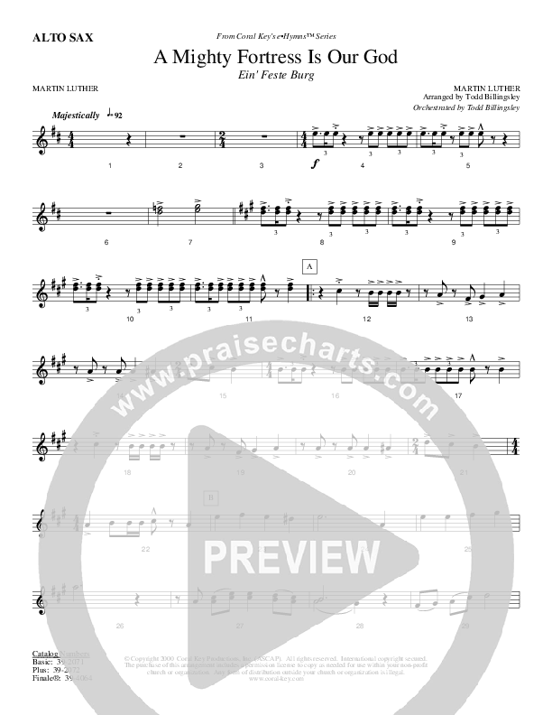 A Mighty Fortress Is Our God Alto Sax (Todd Billingsley)