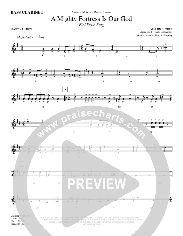 A Mighty Fortress Is Our God Bass Clarinet (Todd Billingsley)