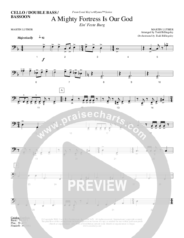 A Mighty Fortress Is Our God Cello (Todd Billingsley)