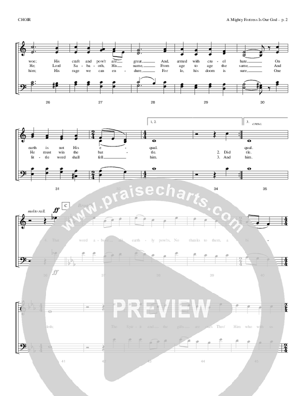 A Mighty Fortress Is Our God Choir Sheet (Todd Billingsley)