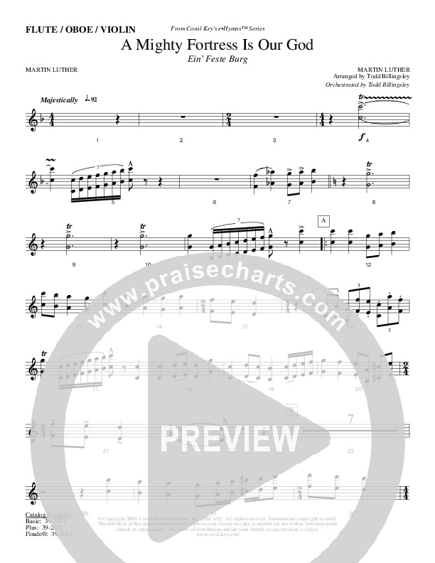 A Mighty Fortress Is Our God Flute/Oboe (Todd Billingsley)