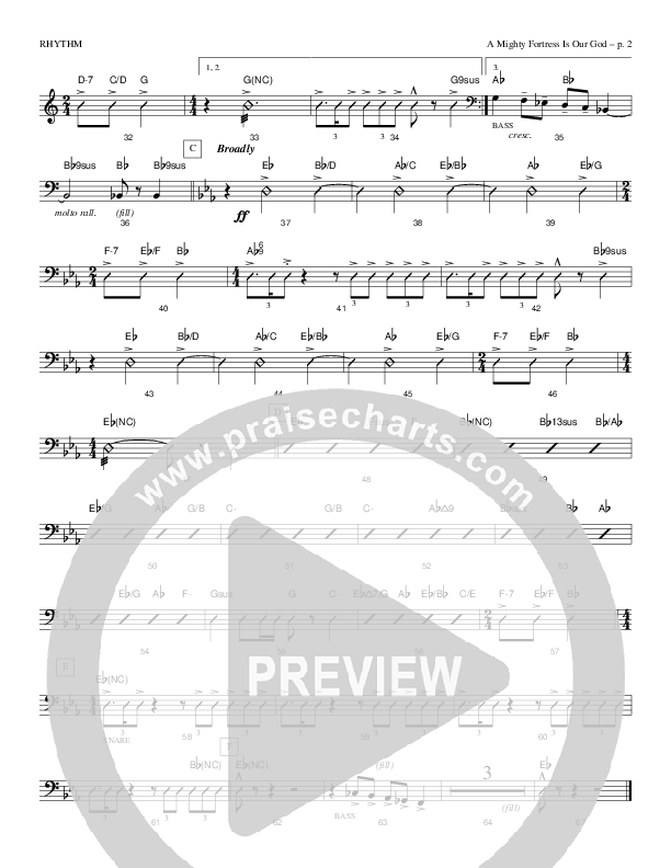 A Mighty Fortress Is Our God Rhythm Chart (Todd Billingsley)