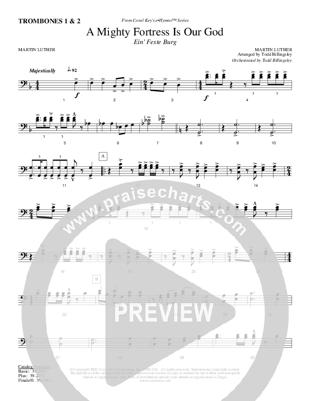 A Mighty Fortress Is Our God Trombone 1/2 (Todd Billingsley)
